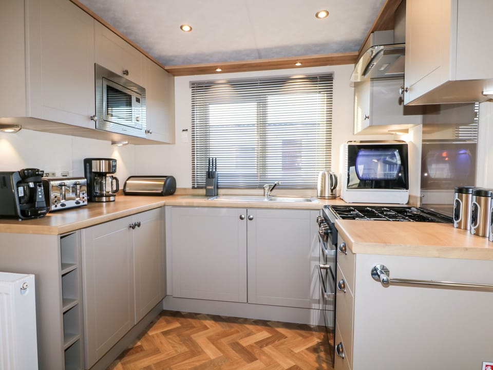 Fridge, dishwasher, electric kettle, toaster