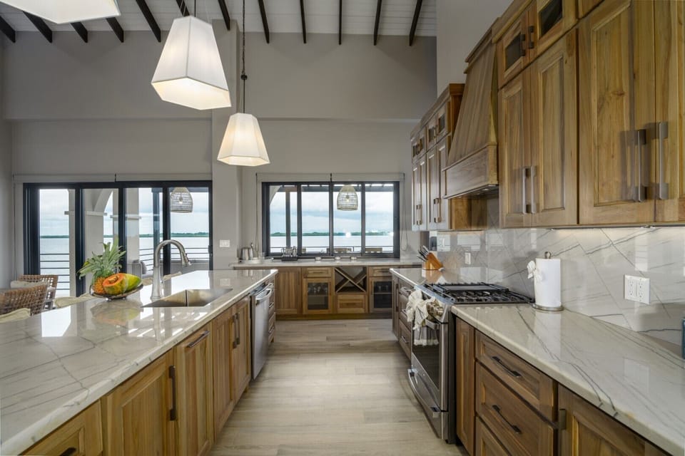 Villa | Private kitchen | Fridge, microwave, oven, stovetop
