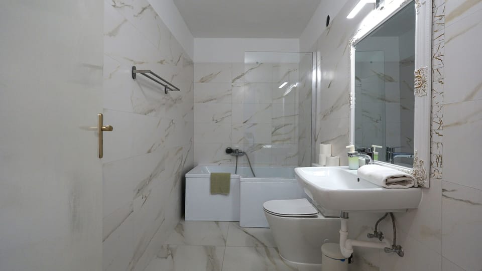 Superior 4-bed room | Bathroom | Shower, hair dryer, towels, soap