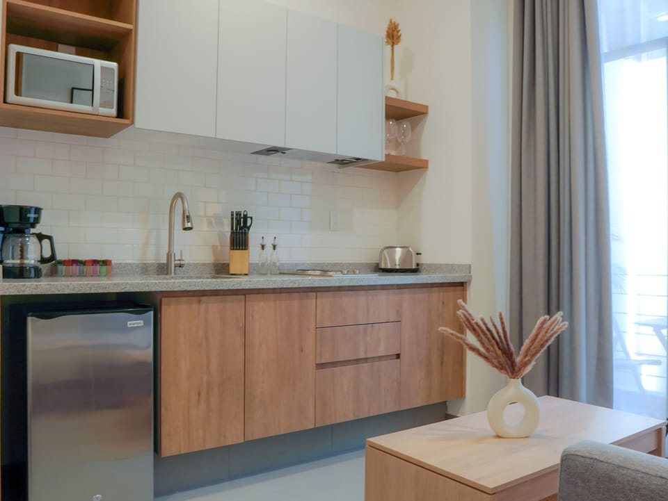 City Studio, 1 King Bed with Sofa bed, Balcony | Private kitchenette | Mini-fridge, microwave, stovetop, coffee/tea maker