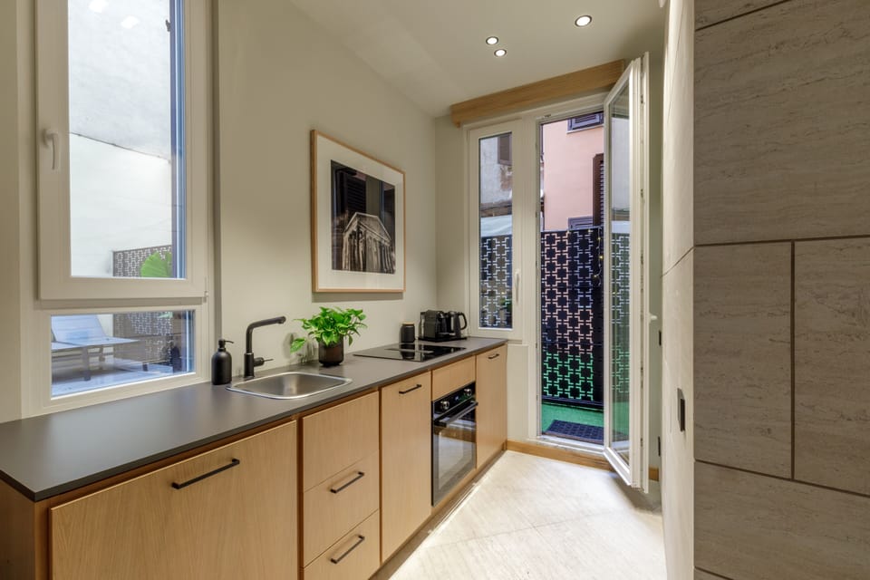 Apartment, Terrace | Private kitchen | Mini-fridge, oven, stovetop, dishwasher