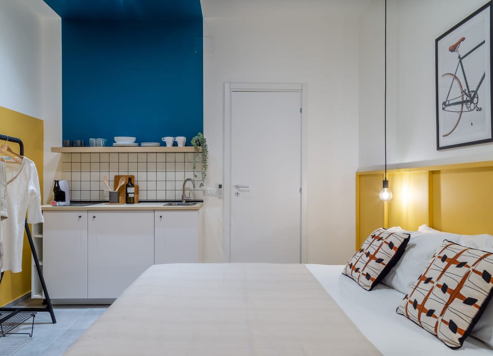 Classic Studio | Egyptian cotton sheets, premium bedding, desk, laptop workspace