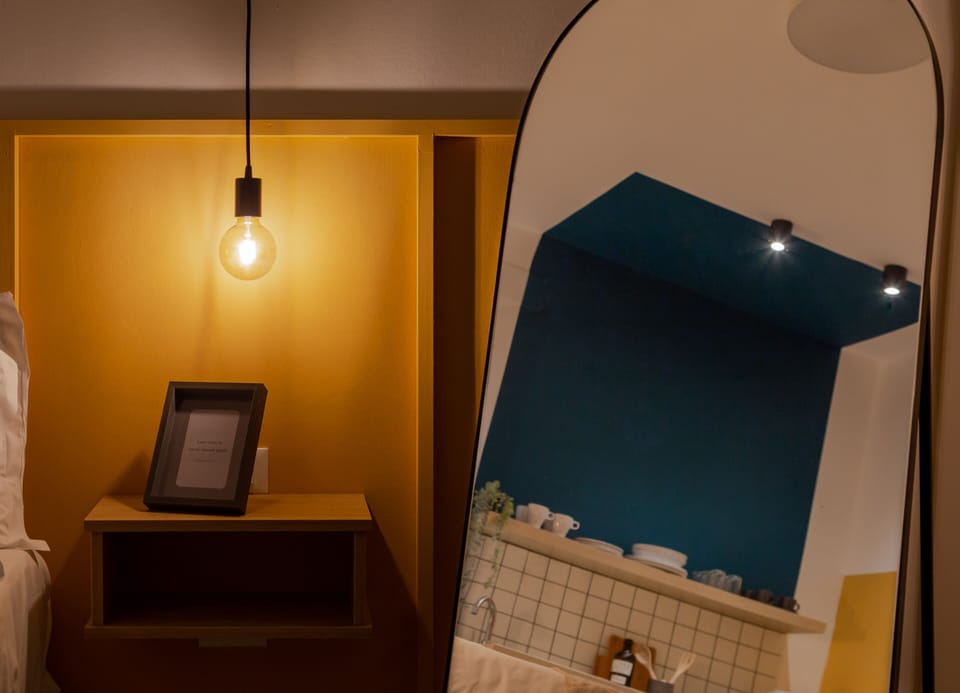 Classic Studio | Egyptian cotton sheets, premium bedding, desk, laptop workspace