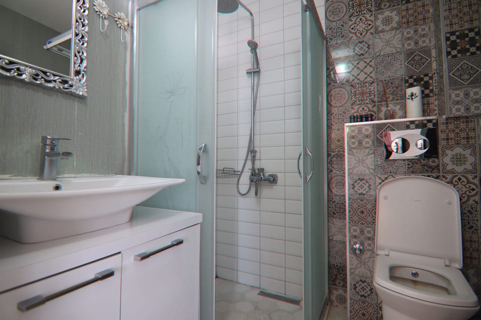 Shower, free toiletries, hair dryer, slippers