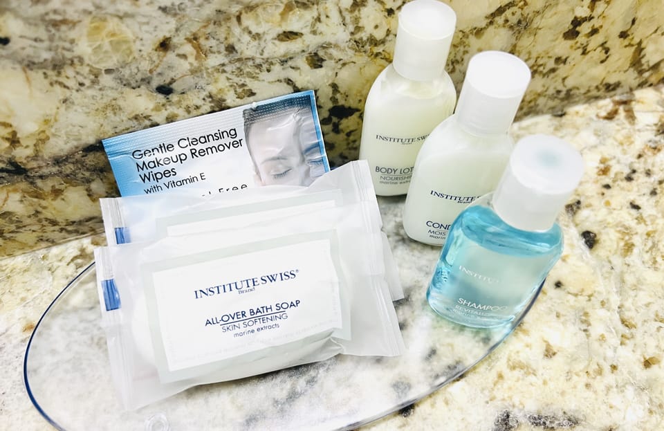 Bathtub, free toiletries, hair dryer, towels