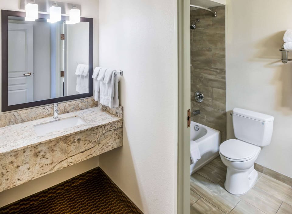 Bathtub, free toiletries, hair dryer, towels