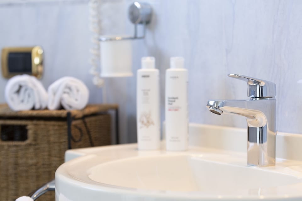 Free toiletries, hair dryer, bathrobes, bidet