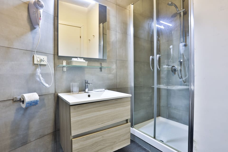 City Double Room | Bathroom | Shower, rainfall showerhead, hair dryer, bathrobes