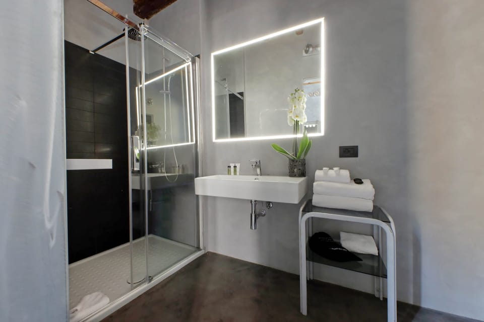 Design Suite (2° floor) | Bathroom | Shower, rainfall showerhead, free toiletries, hair dryer