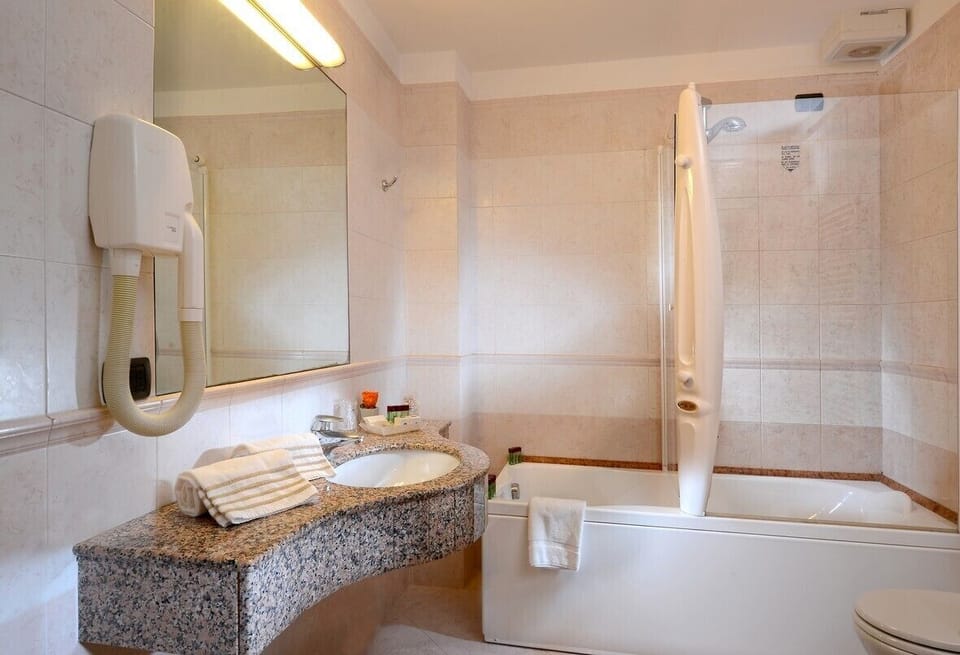 Shower, free toiletries, hair dryer, bidet