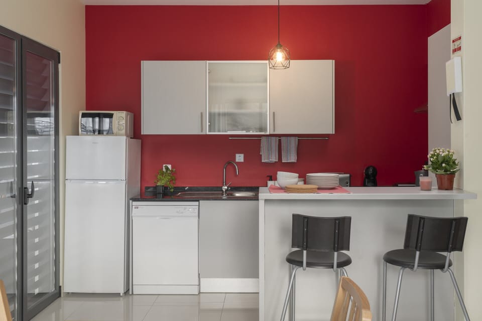 Basic Villa | Private kitchen | Fridge, microwave, oven, stovetop