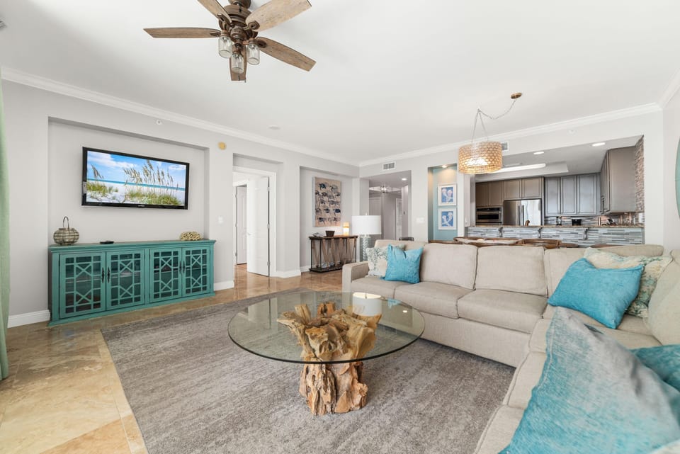 Condo, Multiple Beds (Indigo West 1403) | Living area | TV