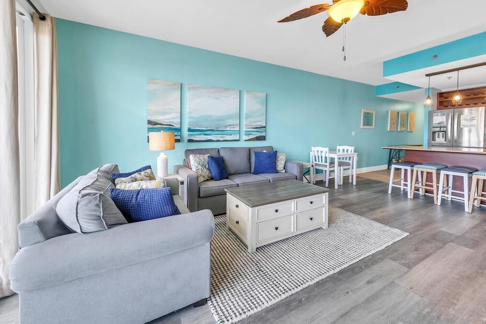 Condo, Multiple Beds (Laketown Wharf 607) | Living area | TV