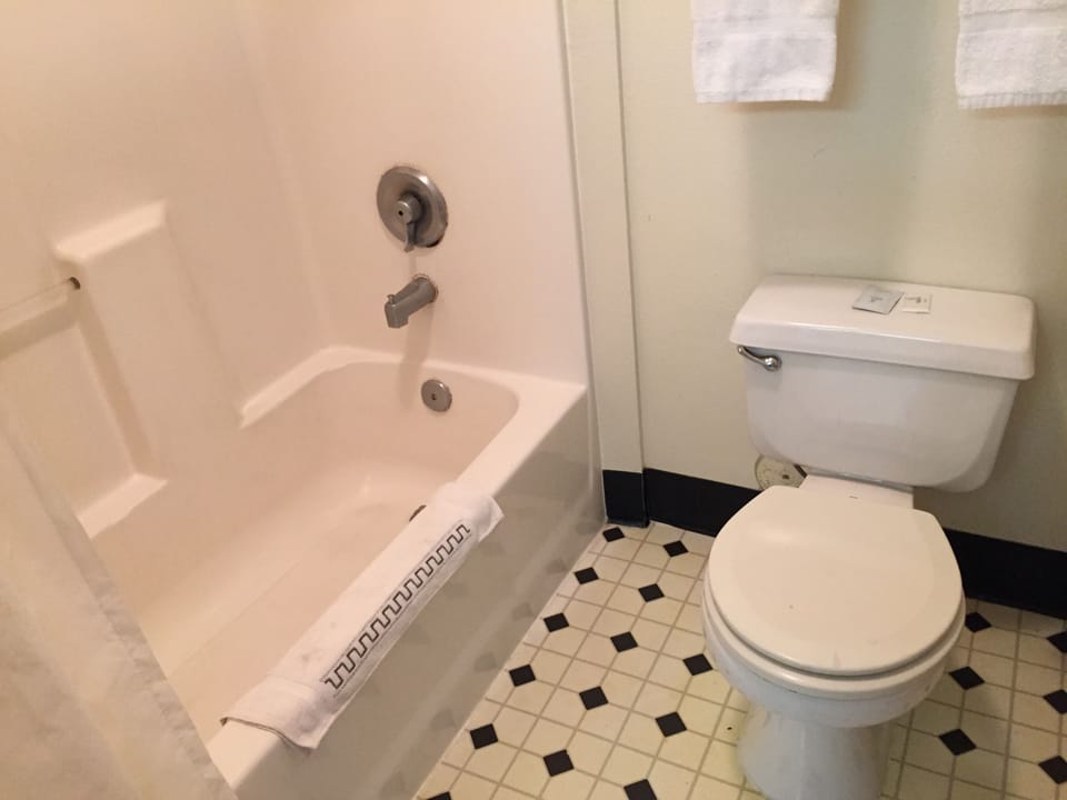 Combined shower/tub, free toiletries, hair dryer, towels