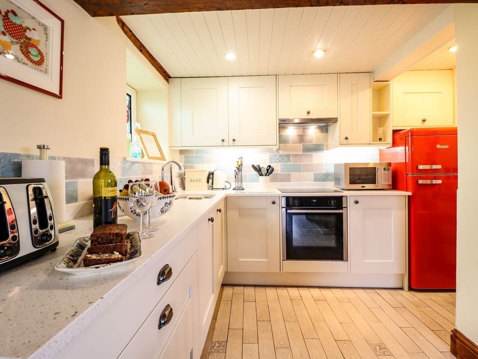 Fridge, dishwasher, electric kettle, toaster