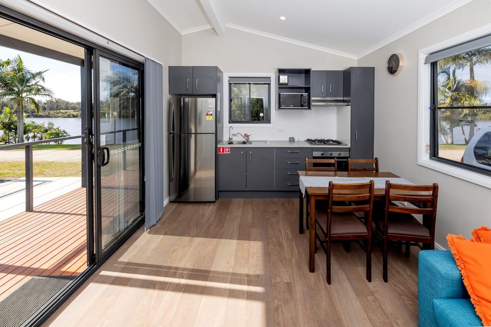 Deluxe Riverfront 2 Bedroom Villa | Private kitchen | Shared fridge, microwave, oven, stovetop