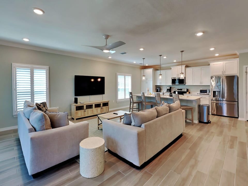 Townhome, Multiple Beds, Patio, Golf View (Lost Key Villas #14367) | Living area | 50-inch flat-screen TV with digital channels, TV