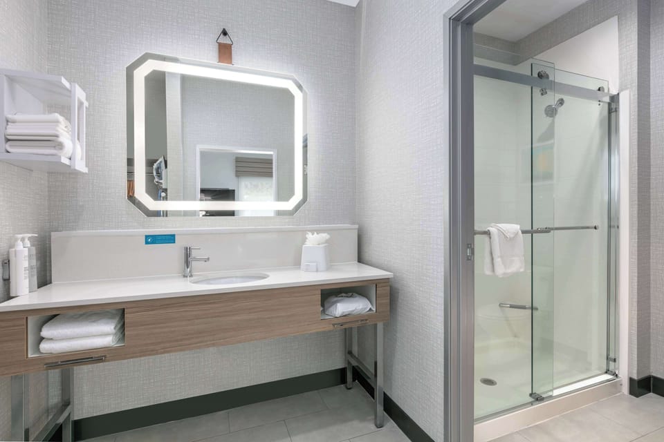 Studio, 1 King Bed, Refrigerator & Microwave (Wet bar) | Bathroom shower