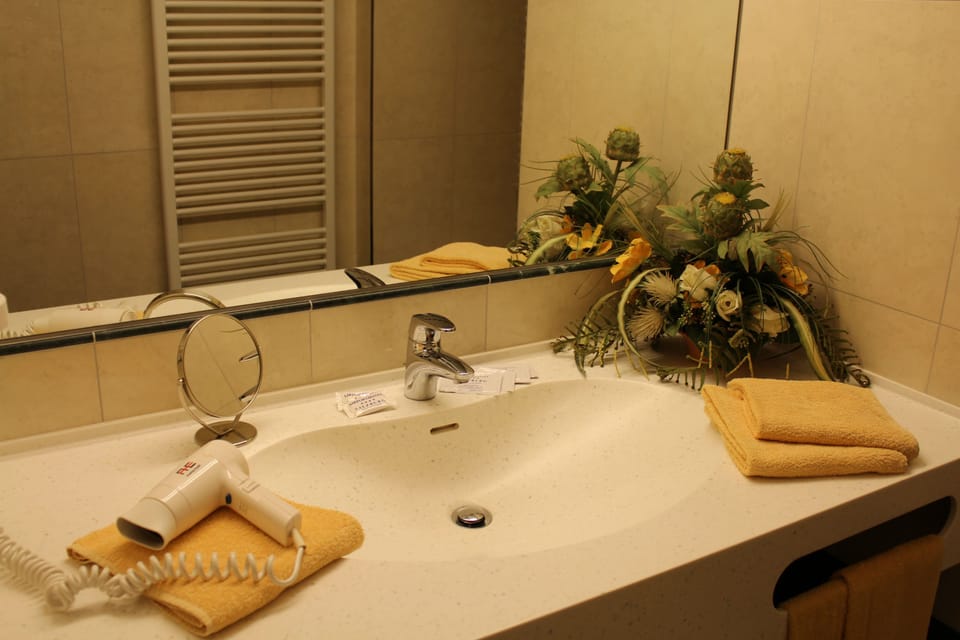 Hair dryer, towels