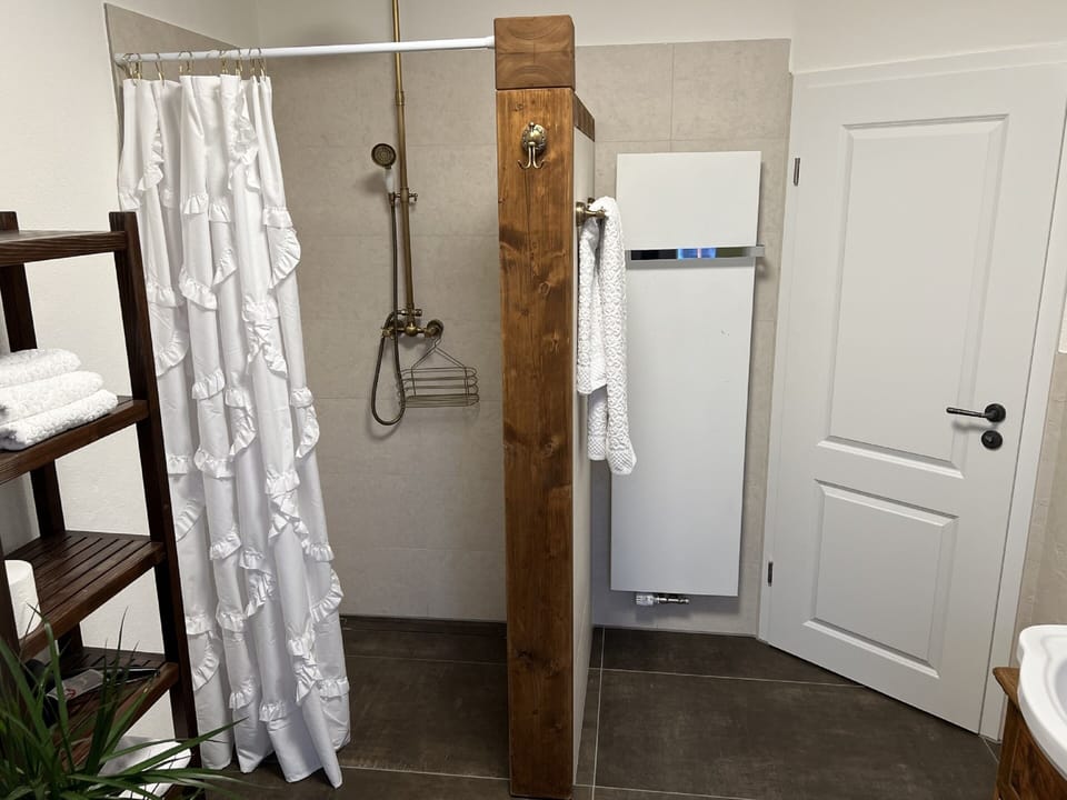 Double Room | Bathroom | Shower, hair dryer, towels