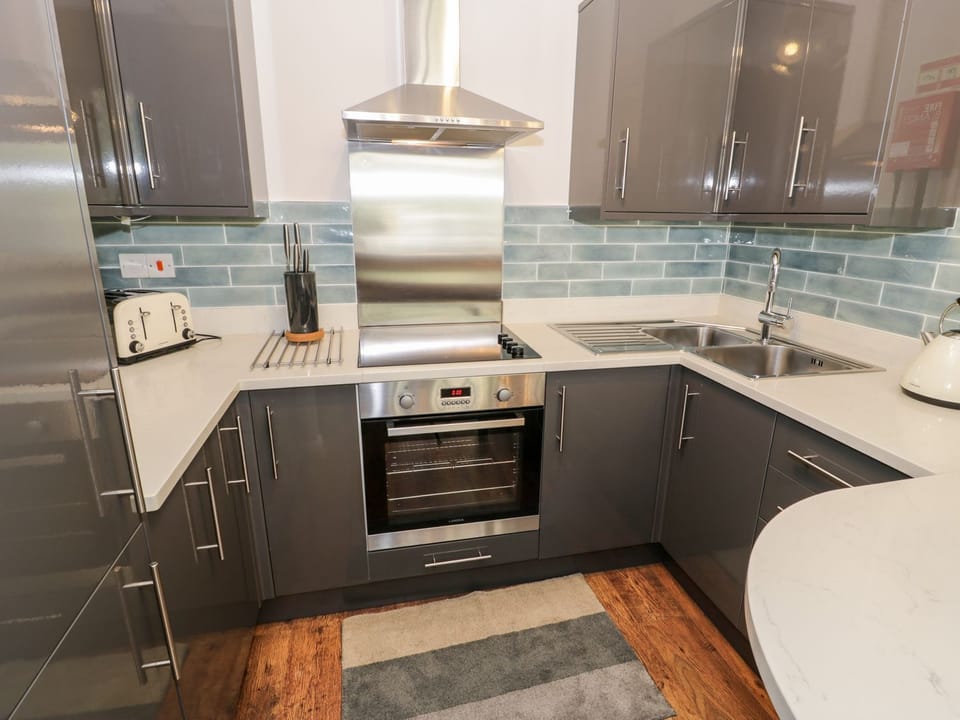 Fridge, dishwasher, electric kettle, toaster