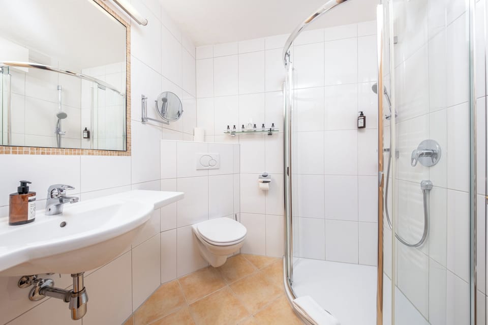 Double Room, Balcony, Mountain View | Bathroom | Designer toiletries, hair dryer, towels, soap