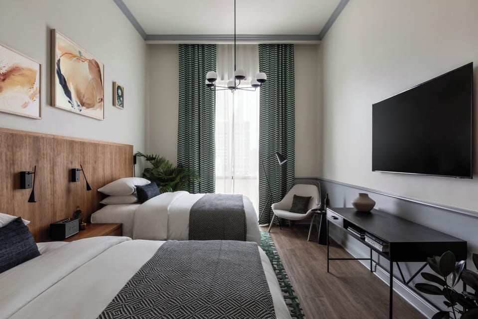 Standard Double Room, 2 Queen Beds | In-room safe, free WiFi, bed sheets
