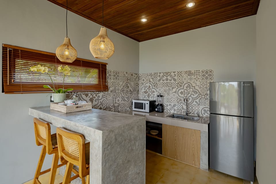 Villa, 1 Bedroom, Pool View | Private kitchen | Electric kettle, toaster