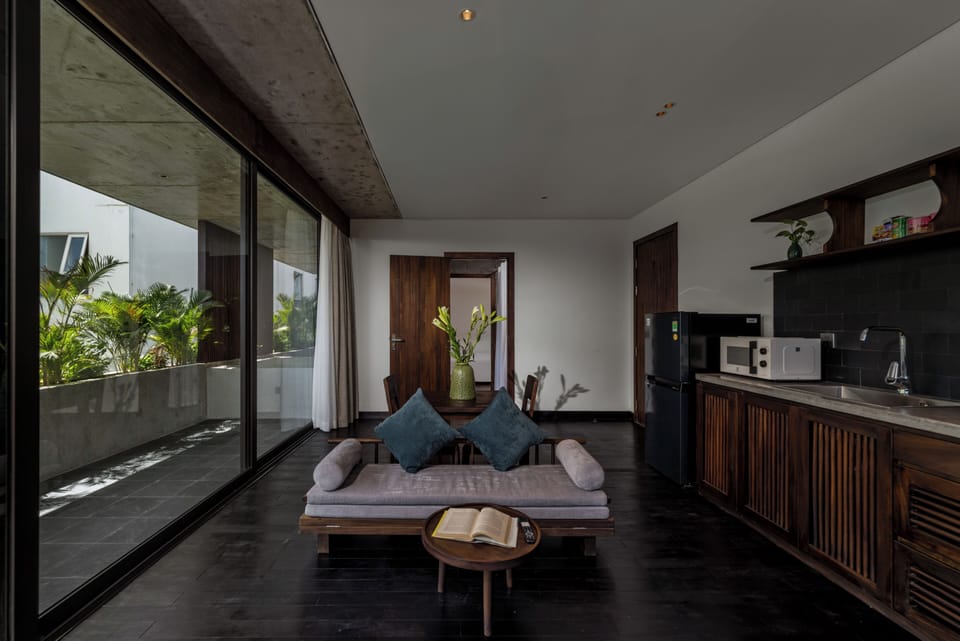  One-Bedroom Family Apartment | Living area | 43-inch LED TV with digital channels