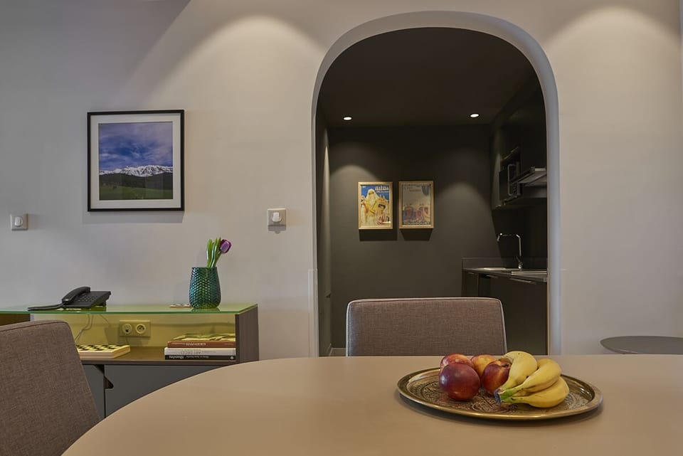 Deluxe Apartment, 1 Queen Bed with Sofa bed, Kitchen, City View | Premium bedding, minibar, in-room safe, desk