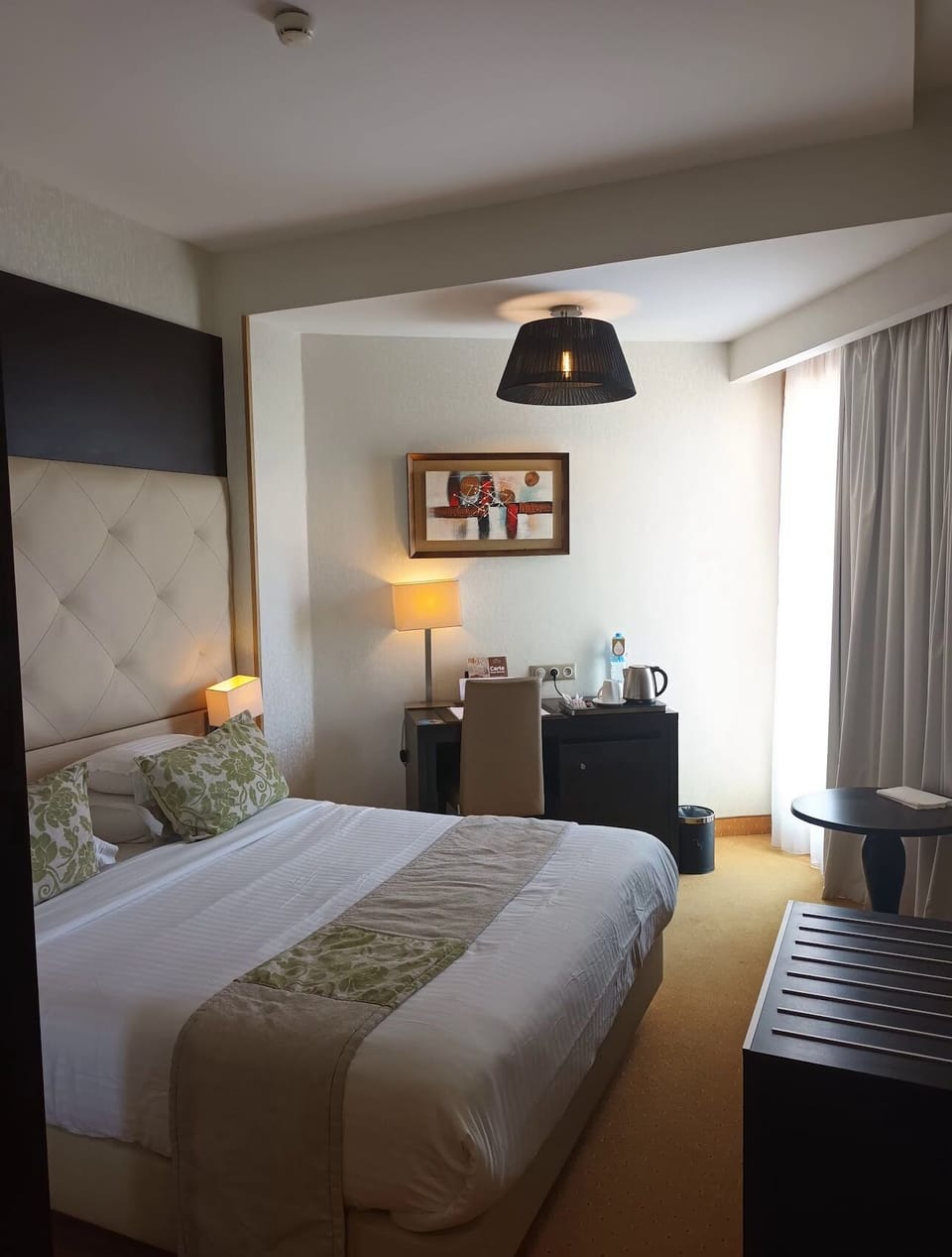 Premium bedding, minibar, desk, laptop workspace