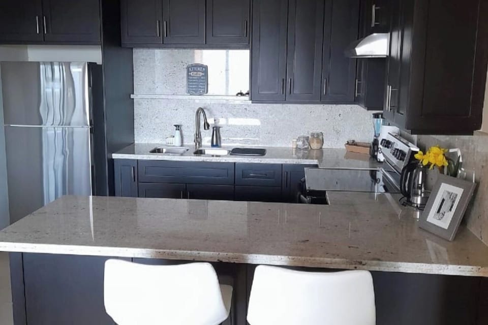 Fridge, microwave, oven, electric kettle