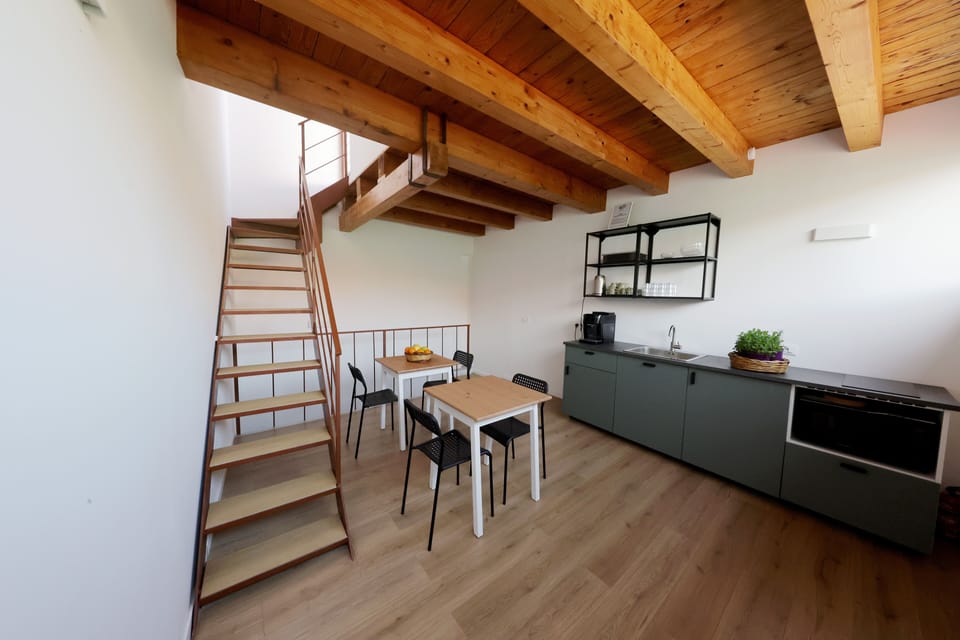 Full-size fridge, microwave, stovetop, espresso maker