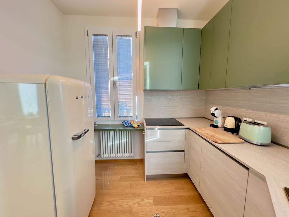 Luxury Apartment | Private kitchen | Full-size fridge, microwave, oven, stovetop