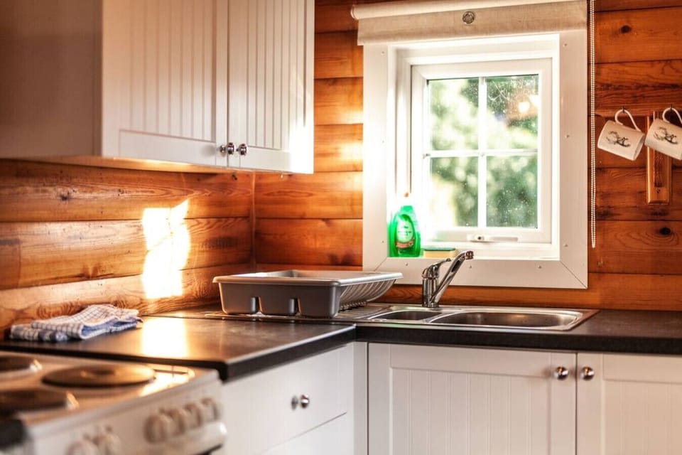 Traditional Cabin | Private kitchen | Full-size fridge, microwave, oven, stovetop