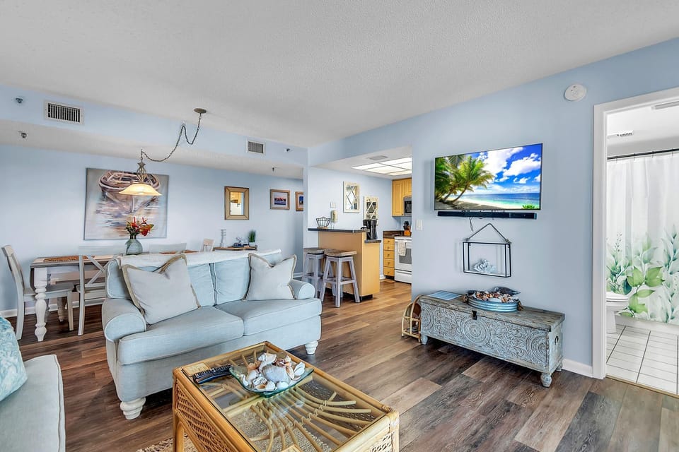 Condo, 1 King Bed with Sofa bed (Caprice 501) | Living area | TV