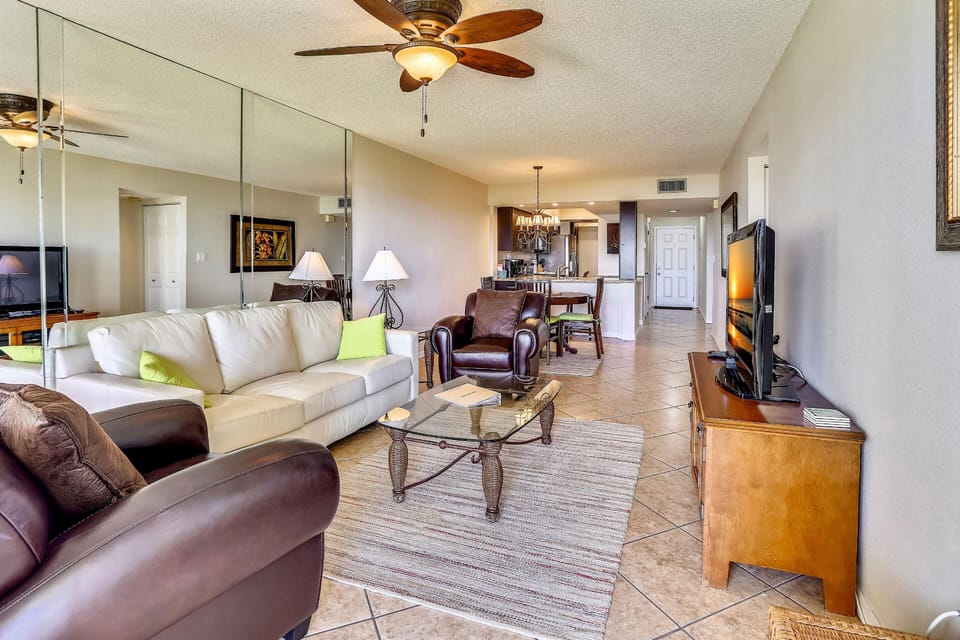 Condo, 1 King Bed with Sofa bed (Land's End 6-203 Beach Front) | Living area | TV
