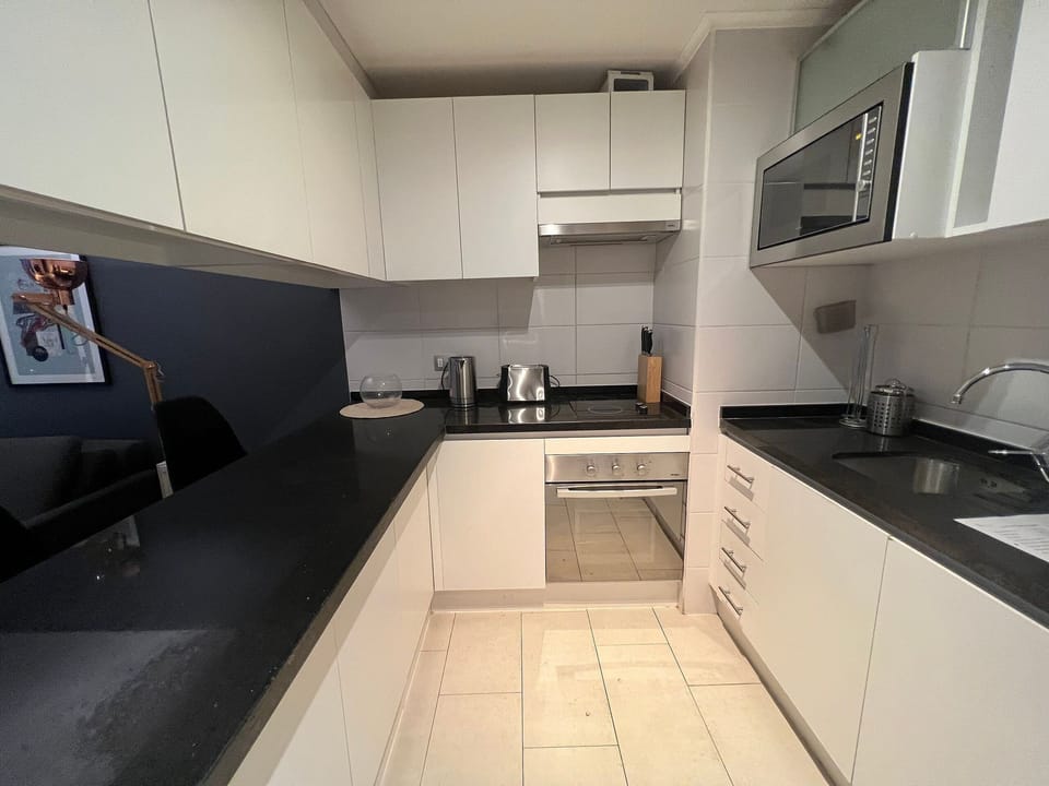 Apartment | Private kitchen | Full-size fridge, microwave, oven, electric kettle