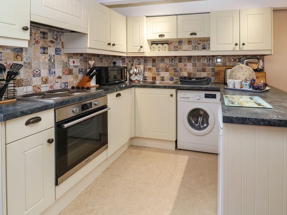 Fridge, dishwasher, electric kettle, toaster