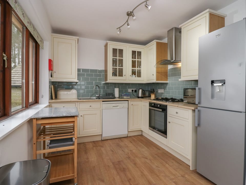 Fridge, dishwasher, electric kettle, toaster