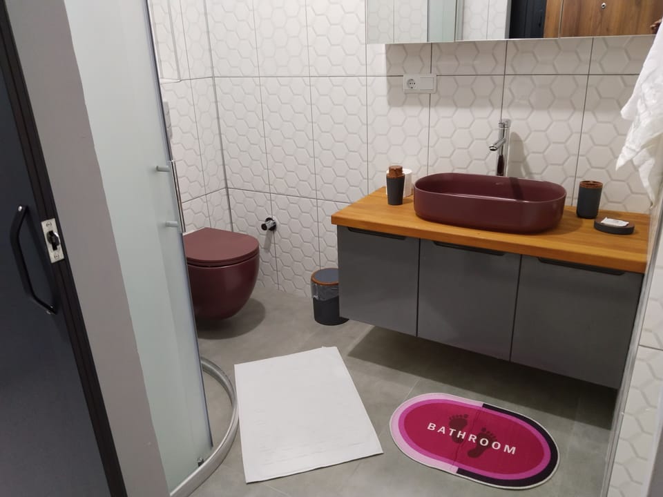 Elite Apartment | Bathroom | Hair dryer, towels, soap, shampoo