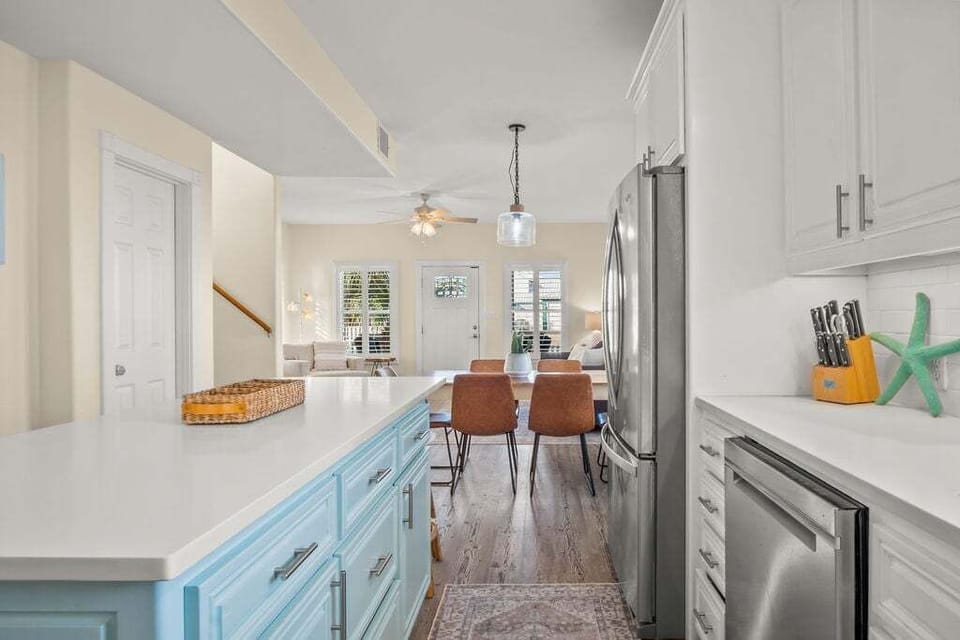 House, Multiple Beds, Balcony, Pool View (Beachside Bliss) | Private kitchen | Coffee/tea maker, dining table