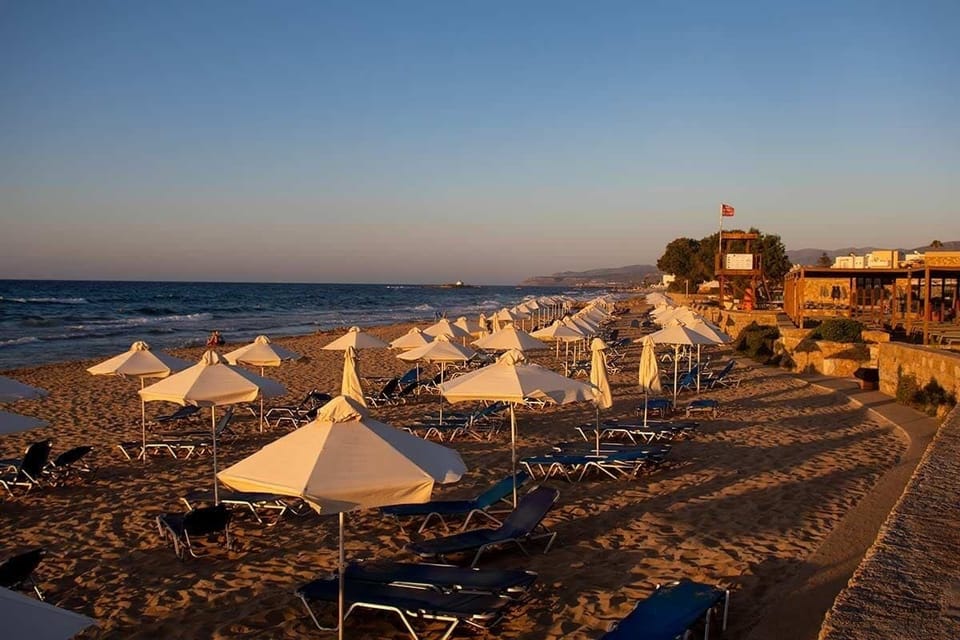 On the beach, beach umbrellas, beach towels