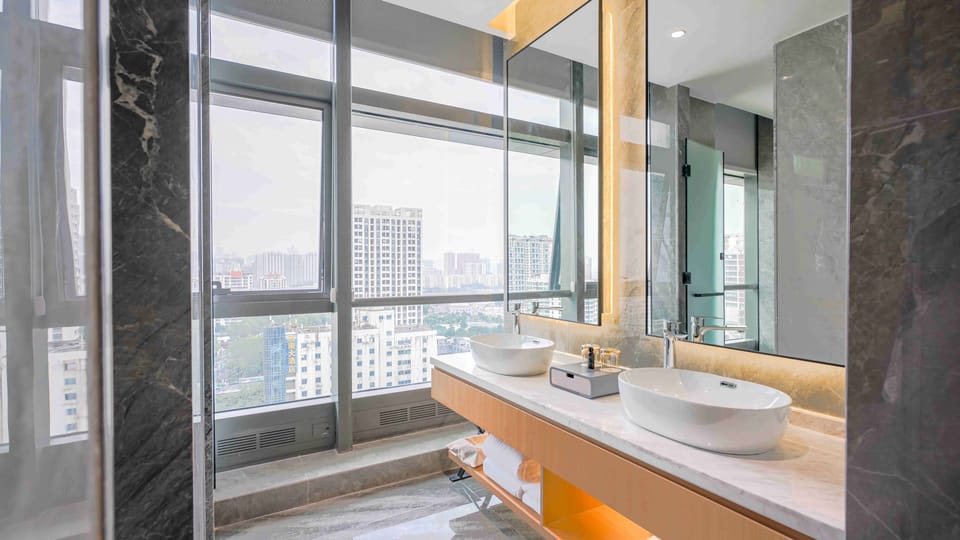 Couple King Bed Room | Bathroom | Separate tub and shower, hydromassage showerhead, free toiletries
