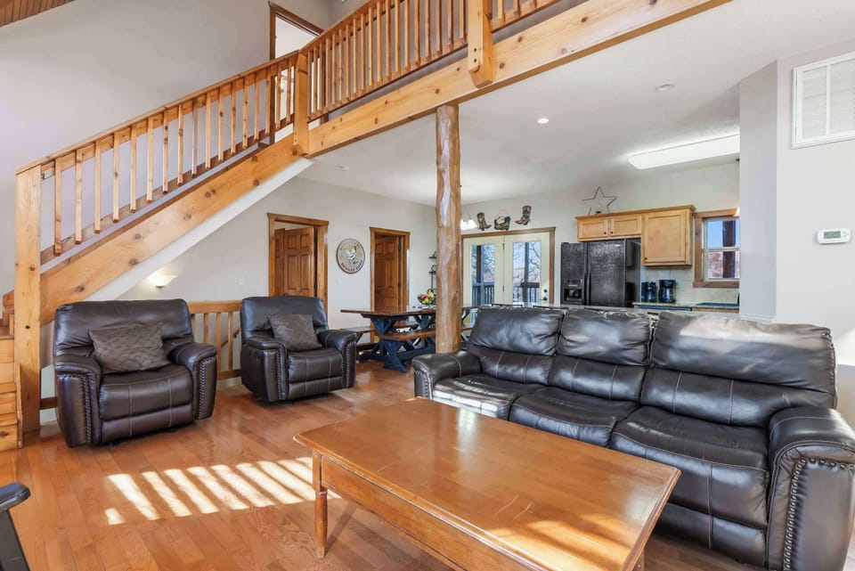 Cabin, Multiple Beds, Patio, Mountain View (Kemper's Duet Cabins) | Living area | 42-inch flat-screen TV with digital channels, fireplace