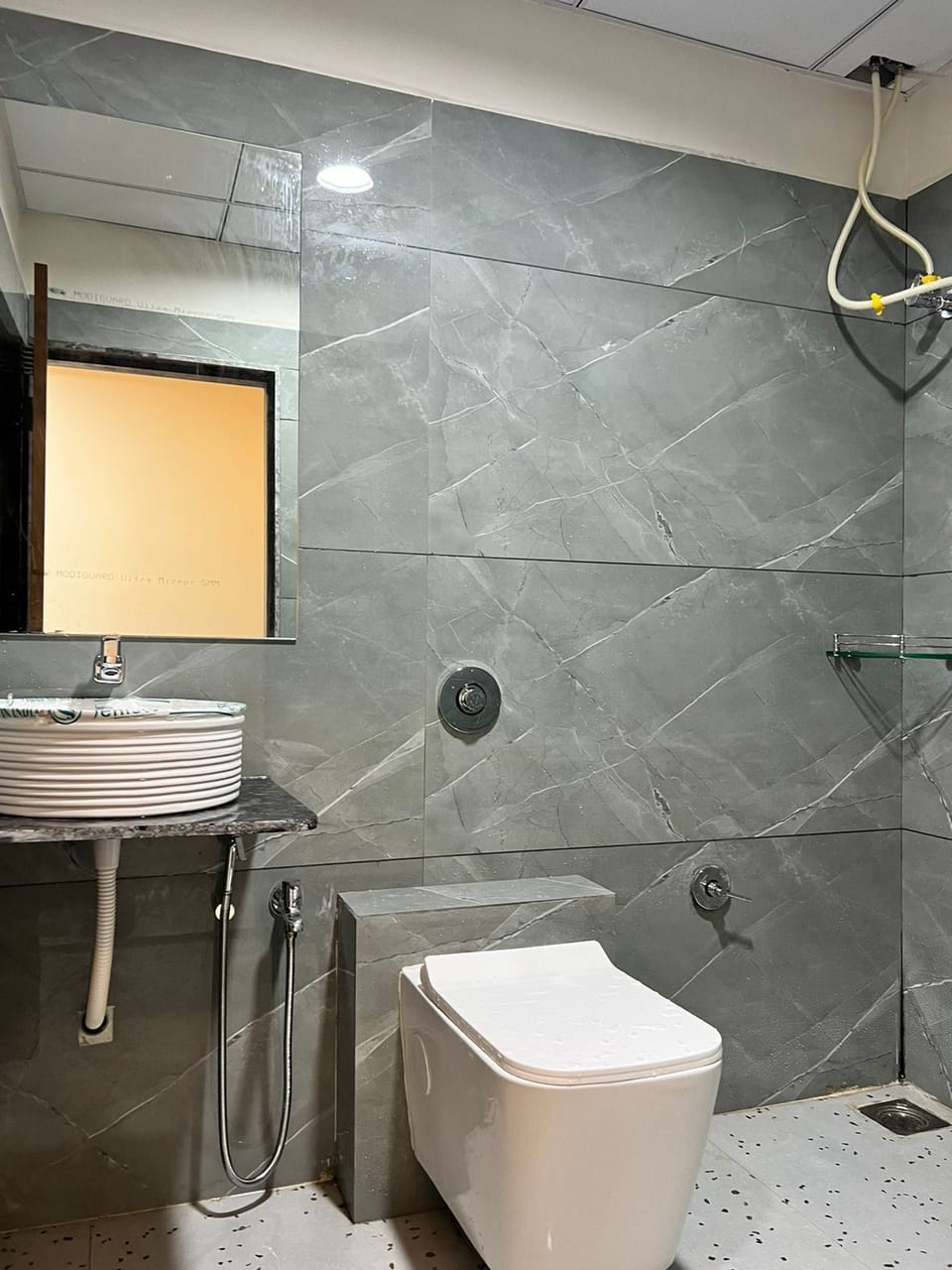 Shower, towels, soap, shampoo