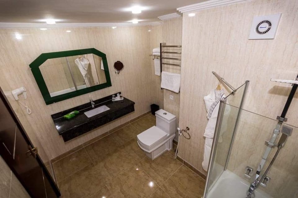 Free toiletries, hair dryer, bidet, towels