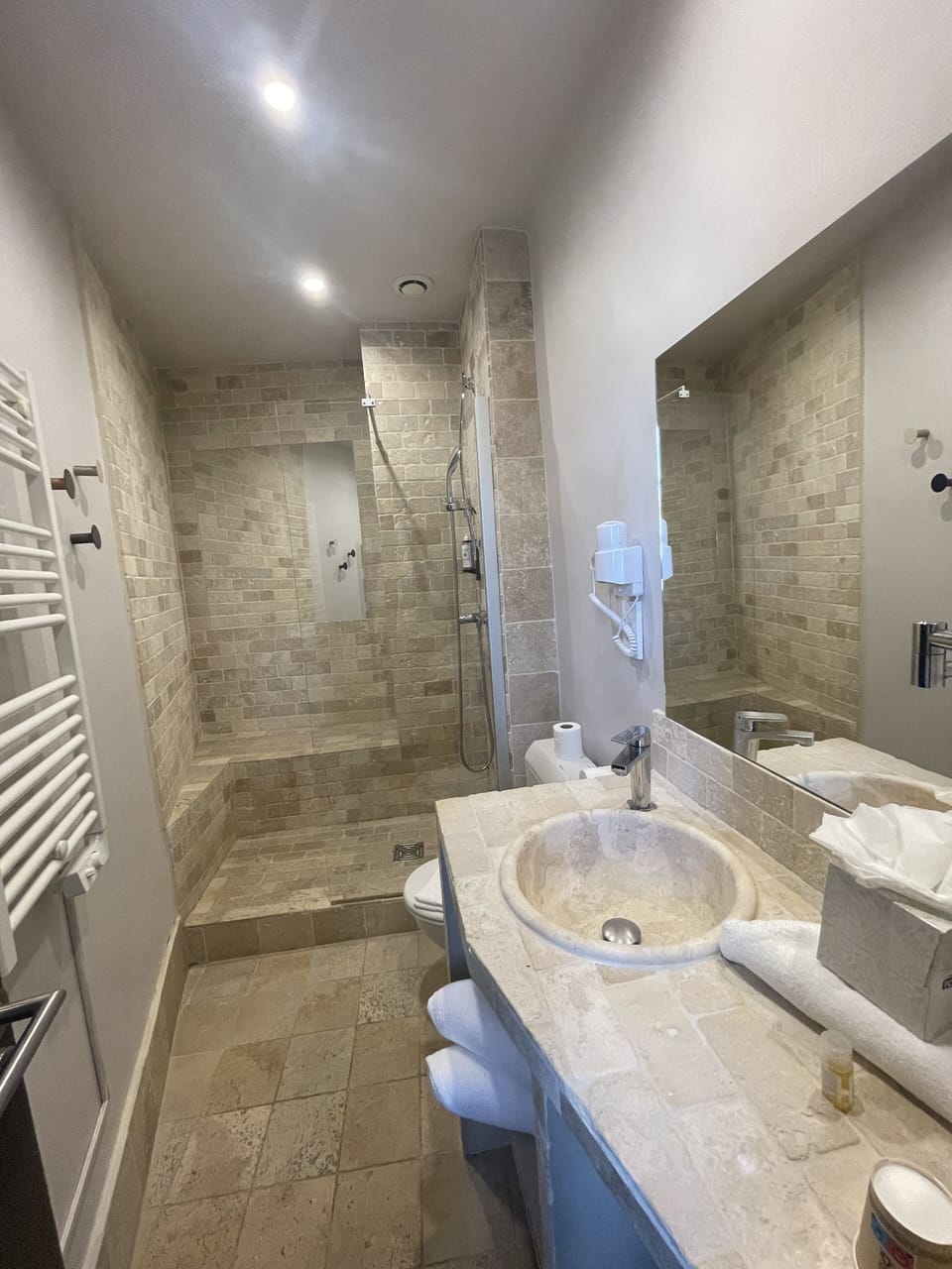 Suite | Bathroom | Hair dryer, towels