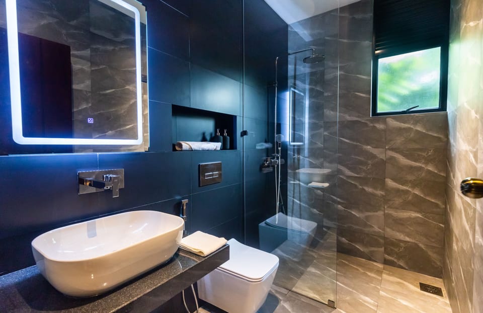 Deluxe Room | Bathroom | Hair dryer, bidet, towels, soap