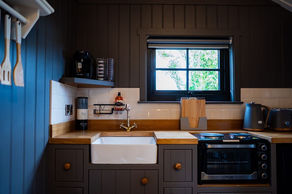 Cabin | Private kitchen | Fridge, oven, stovetop, electric kettle